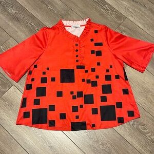 MISSLOOK Red black Squares print women Top